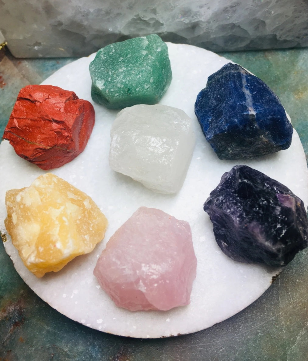 Seven Chakra Natural Healing Raw Unpolished Polished in Velvet Bag Reike Meditation Self-care