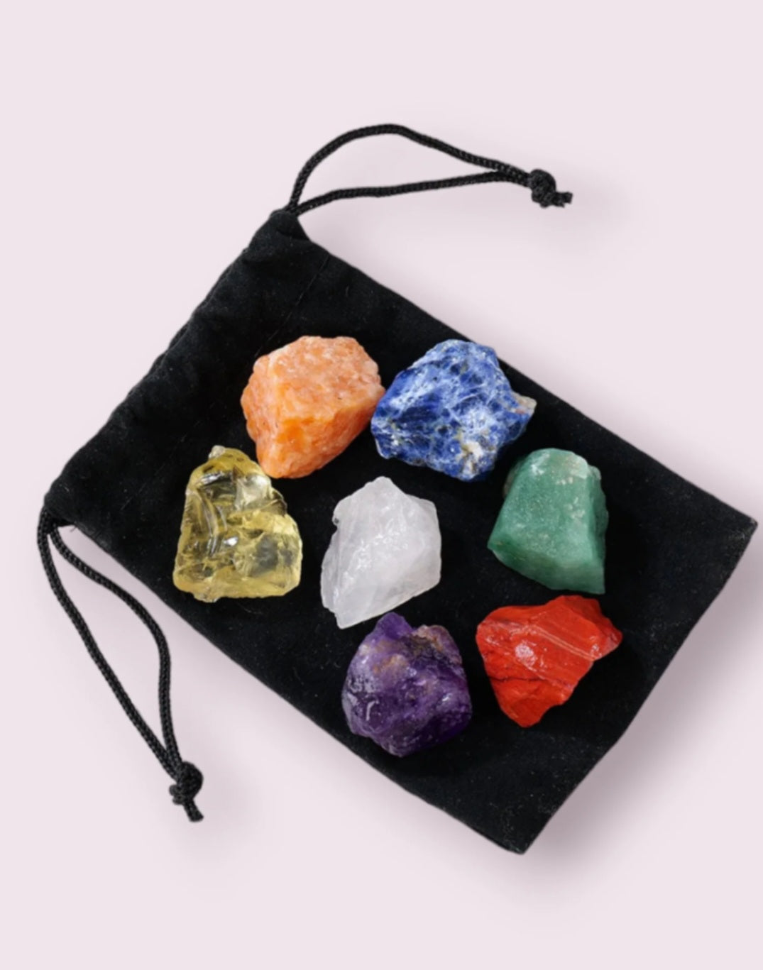 Seven Chakra Natural Healing Raw Unpolished Polished in Velvet Bag Reike Meditation Self-care