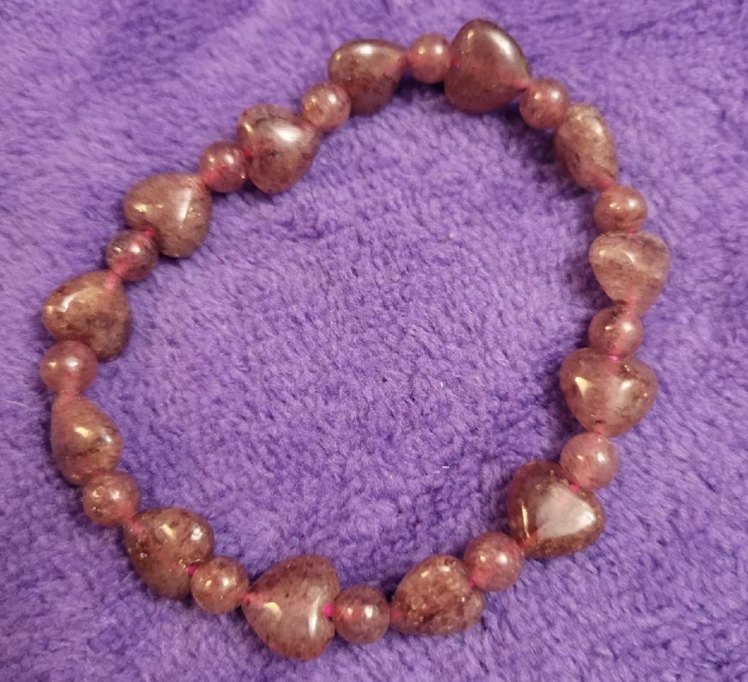 Strawberry Quartz Heart Bracelet