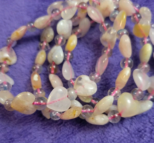 Flower Agate Heart Bracelet