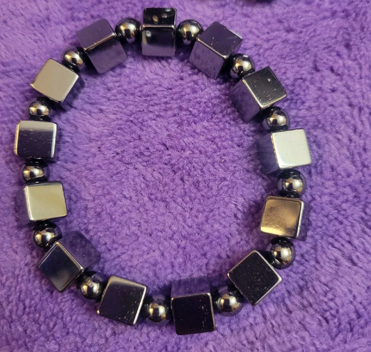 Hematite Square Bead Bracelet