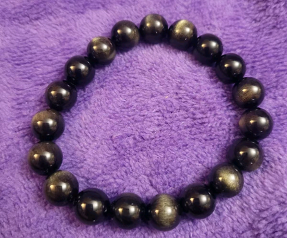 Gold Sheen Obsidian Bead Bracelet